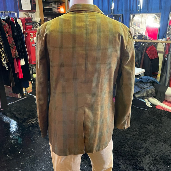 Vintage Campus Green Plaid 3 Button Blazer Sport Coat Mens XL Academia Preppy - Picture 2 of 7